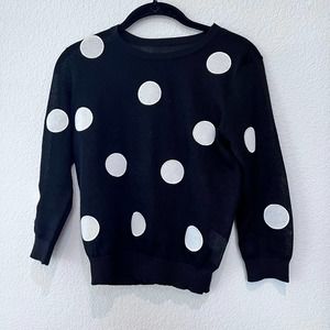 Ochirly Small Black & White Polka Dot Knit Top